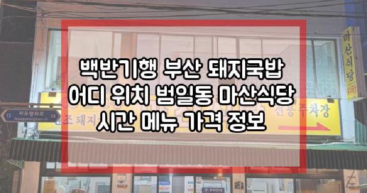 백반기행 부산 돼지국밥