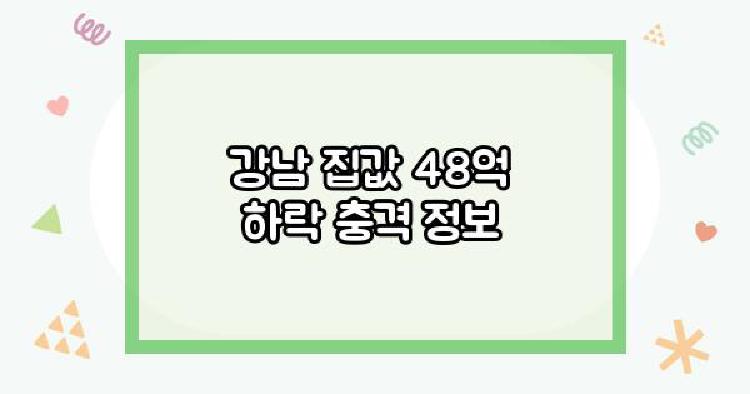 강남 집값 48억 하락 충격