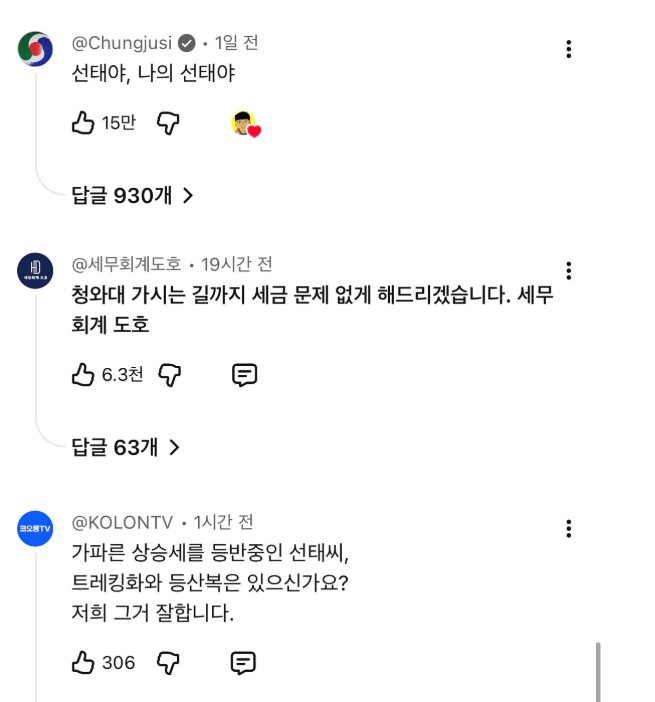 김선태 유튜브 댓글