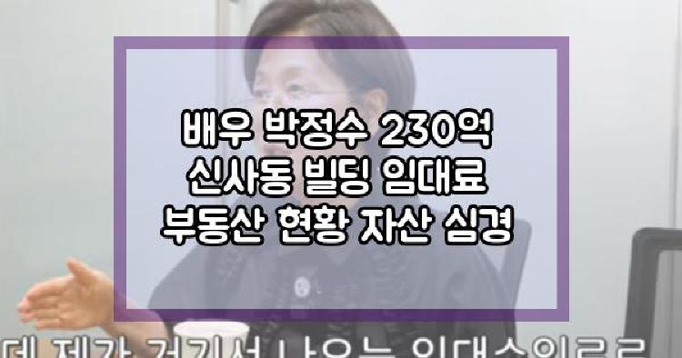 배우 박정수 230억 신사동 빌딩 임대료 부동산 현황 자산 심경