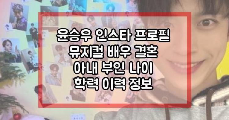 윤승우 뮤지컬 배우 결혼